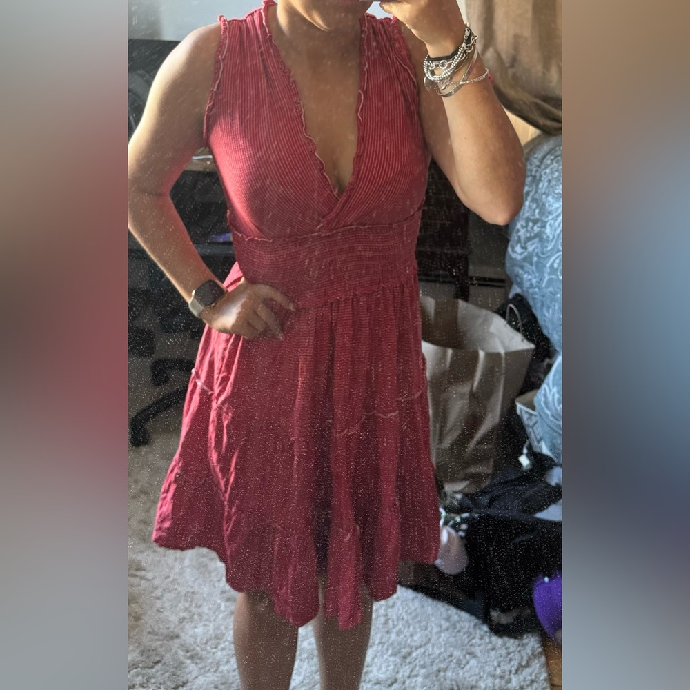 Max Studio Red and White Striped Dress